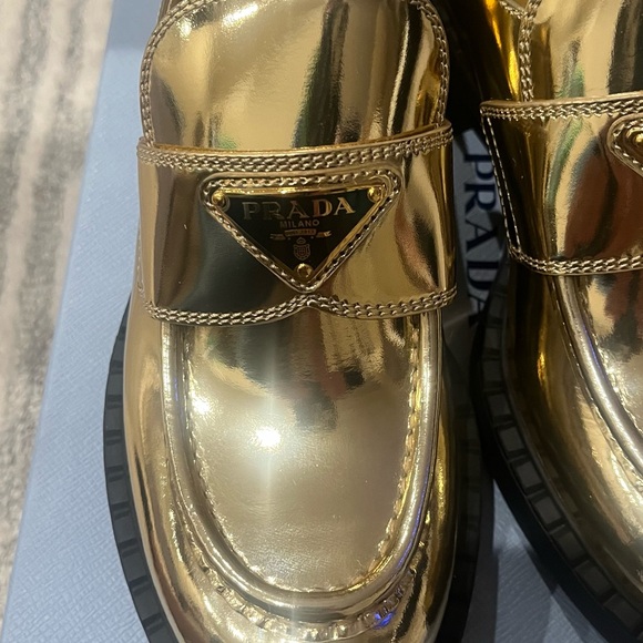 Prada Metallic Loafers Sz 36.5 - Picture 3 of 10